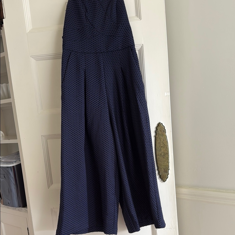 Anthropologie Blue Wide Leg Jumpsuit